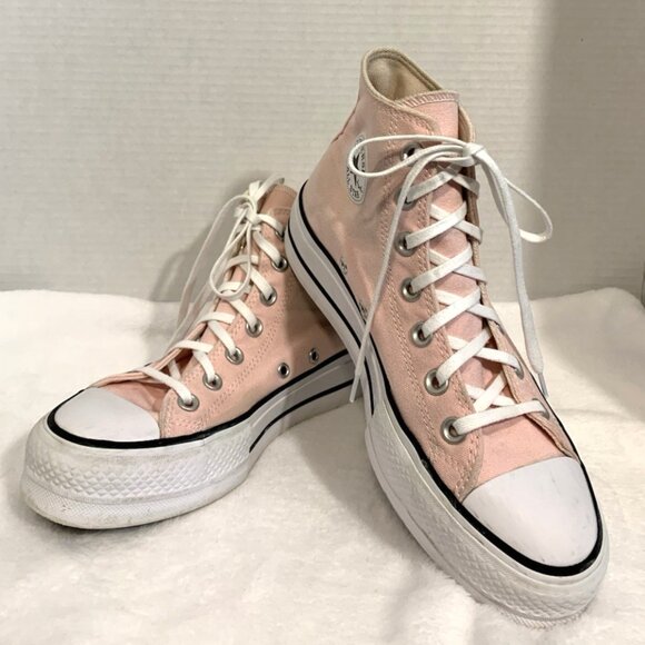 Womens 6 Converse Chuck Taylor All Star Lift Hi Platform Pink Distressed - Picture 1 of 8